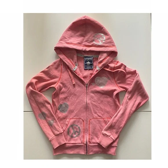 Vintage Y2K Victoria’s Secret PINK Bling Hoodie with Rhinestones